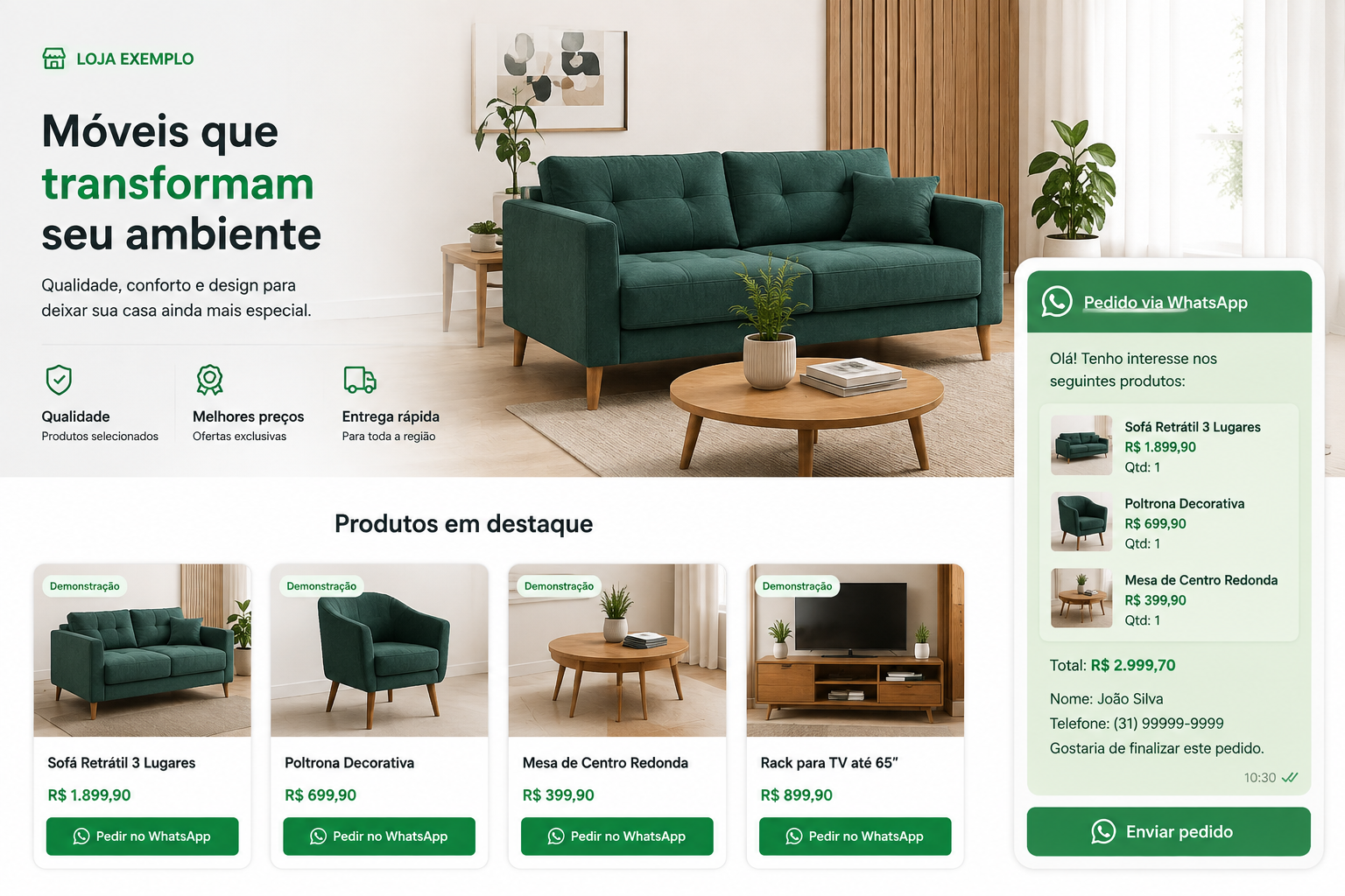 Exemplo de página profissional RentBiz