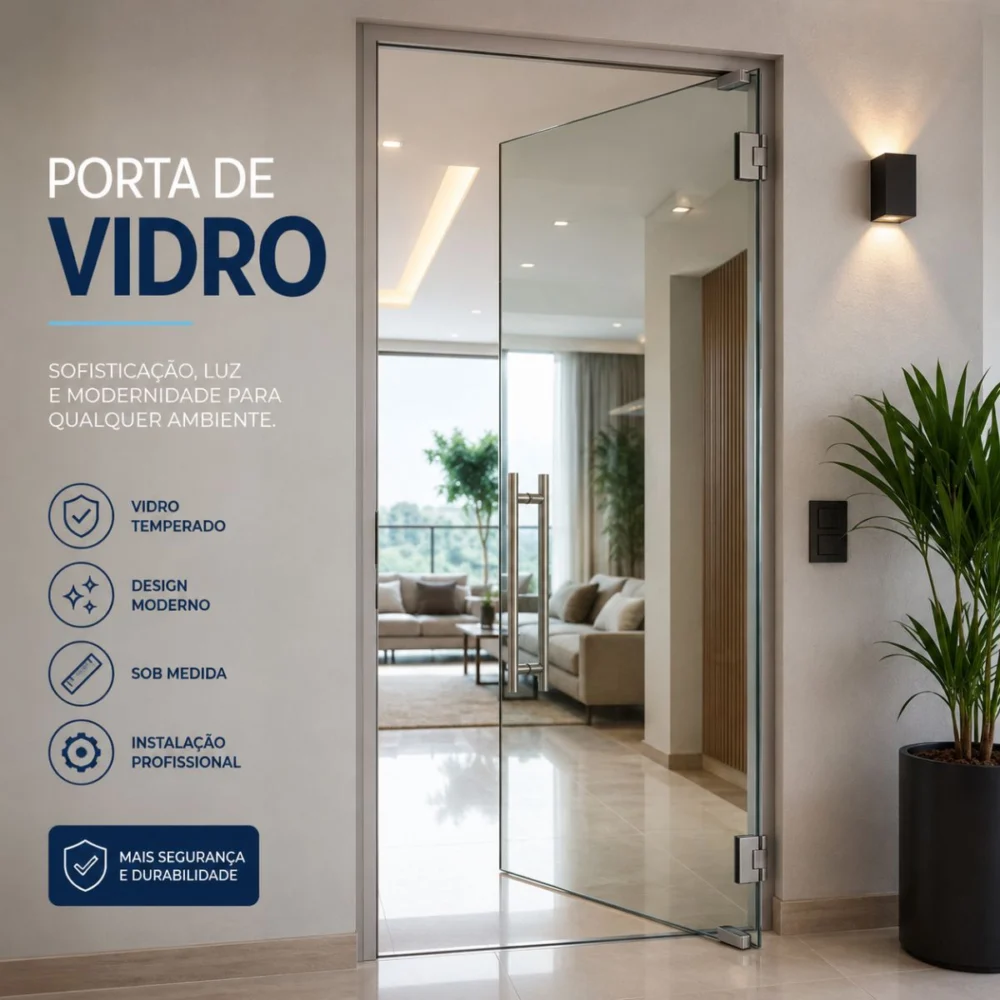 Porta de Vidro Sob Medida: Elegância, Luminosidade e Sofisticação para Seu Ambiente