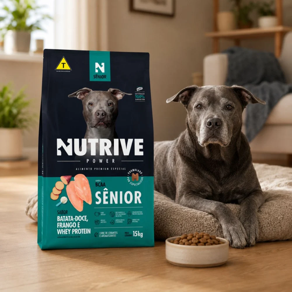 Ração Nutrive Power Sênior Frango, Batata-Doce e Whey Protein – 15 kg